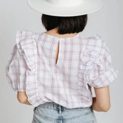 Piper & Scoot The Dayton Plaid Blouse In Light Purple