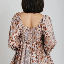 Piper & Scoot The Reagan Mixed Patterned Blouse In Dusty Lavender Tops