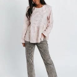 Piper & Scoot Tops The Porter Textured Blouse In Blush