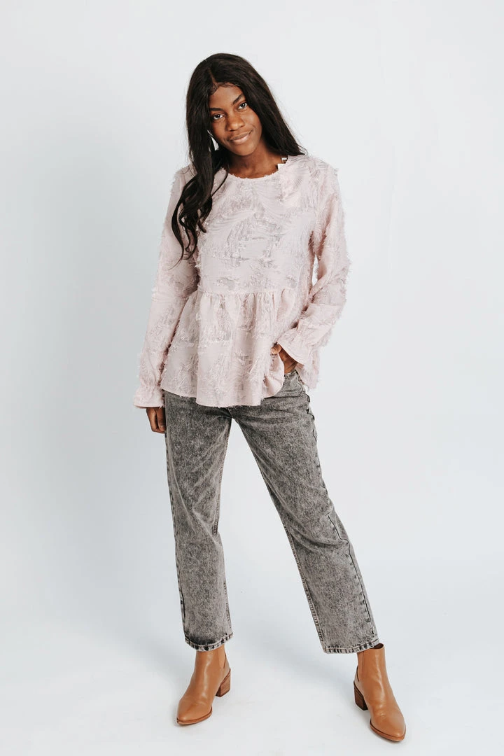 Piper & Scoot Tops The Porter Textured Blouse In Blush