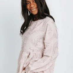 Piper & Scoot Tops The Porter Textured Blouse In Blush
