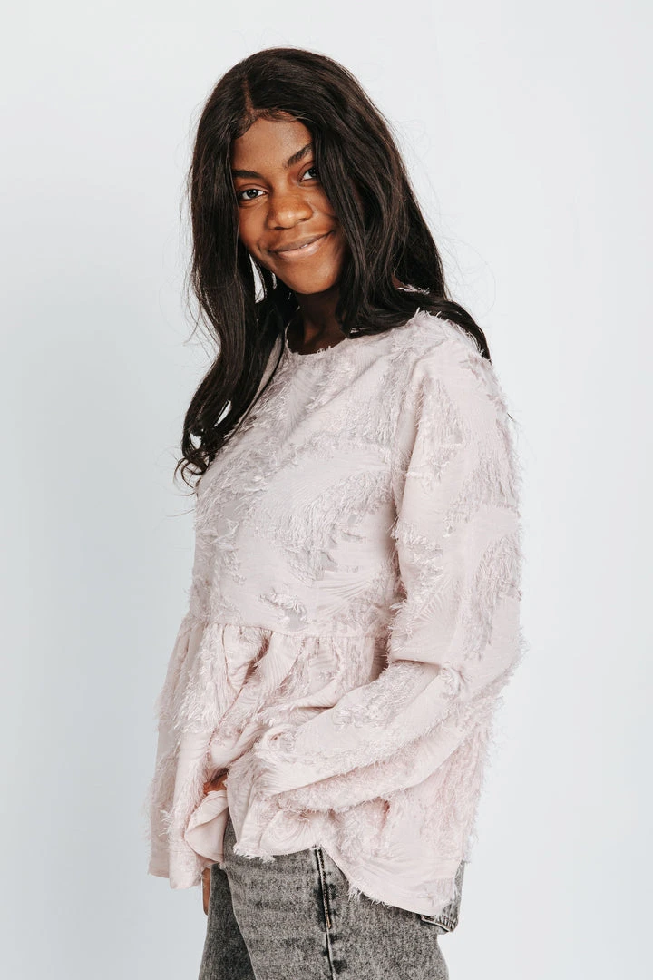 Piper & Scoot Tops The Porter Textured Blouse In Blush