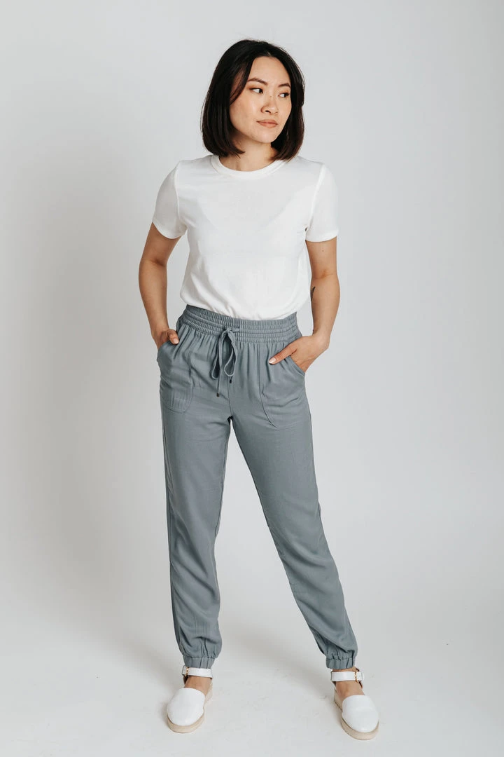 Piper & Scoot The Junie Drawstring Jogger In Denim Bottoms + Jumpsuits