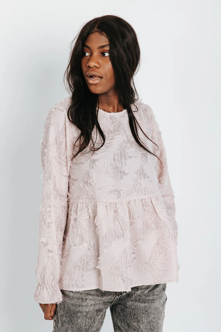 Piper & Scoot Tops The Porter Textured Blouse In Blush