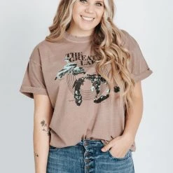 Piper & Scoot Tops The Great Lakes Graphic Tee In Mauve