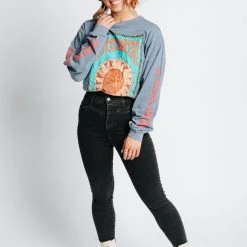 Piper & Scoot The Dreamer Graphic Tee In Denim Blue Tops
