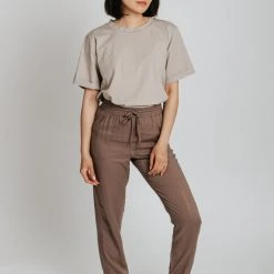 Piper & Scoot The Junie Drawstring Jogger In Cocoa Bottoms + Jumpsuits