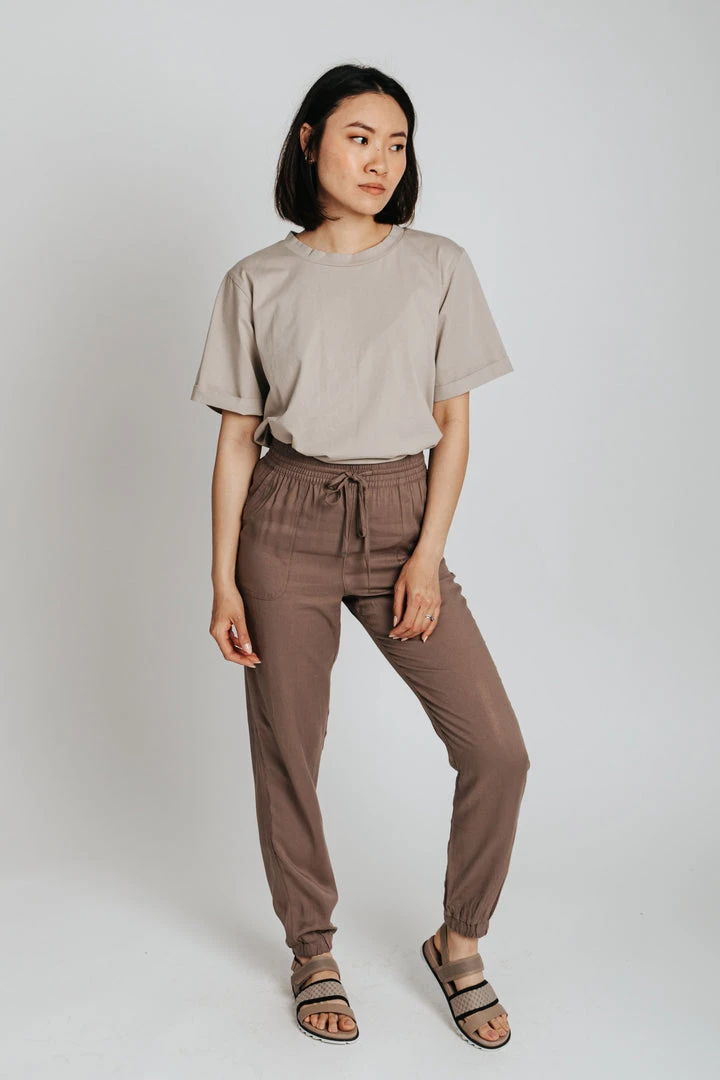 Piper & Scoot The Junie Drawstring Jogger In Cocoa Bottoms + Jumpsuits