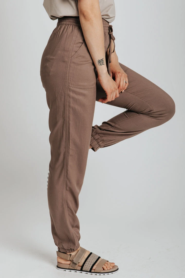 Piper & Scoot The Junie Drawstring Jogger In Cocoa Bottoms + Jumpsuits