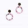 Piper & Scoot Pink Marble Acrylic Circle Earrings Accessories
