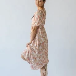 Piper & Scoot The Kepler Floral Midi Dress In Cream
