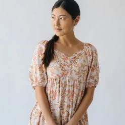 Piper & Scoot The Kepler Floral Midi Dress In Cream