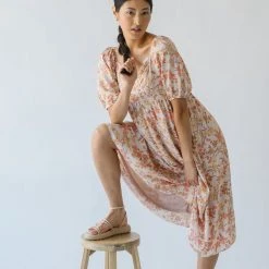 Piper & Scoot The Kepler Floral Midi Dress In Cream