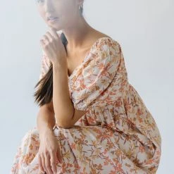 Piper & Scoot The Kepler Floral Midi Dress In Cream