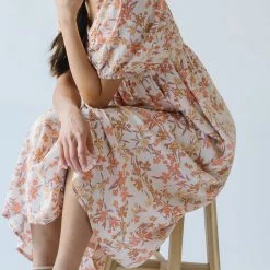 Piper & Scoot The Kepler Floral Midi Dress In Cream