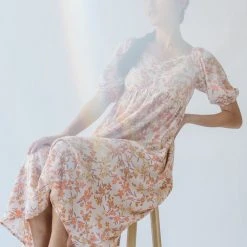 Piper & Scoot The Kepler Floral Midi Dress In Cream