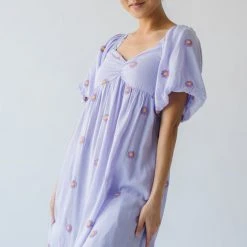 Piper & Scoot Dresses The Sigmond Daisy Embroidered Dress In Lavender