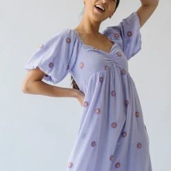 Piper & Scoot Dresses The Sigmond Daisy Embroidered Dress In Lavender