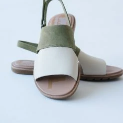 Piper & Scoot SOREL: Ella II Slingback Sandal In Olive Shade + Chalk