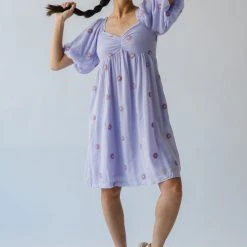 Piper & Scoot Dresses The Sigmond Daisy Embroidered Dress In Lavender