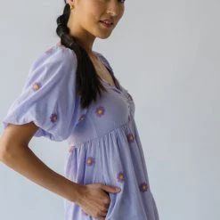 Piper & Scoot Dresses The Sigmond Daisy Embroidered Dress In Lavender