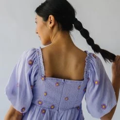 Piper & Scoot Dresses The Sigmond Daisy Embroidered Dress In Lavender