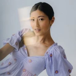 Piper & Scoot Dresses The Sigmond Daisy Embroidered Dress In Lavender