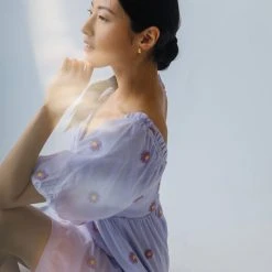 Piper & Scoot Dresses The Sigmond Daisy Embroidered Dress In Lavender