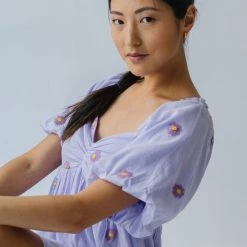 Piper & Scoot Dresses The Sigmond Daisy Embroidered Dress In Lavender
