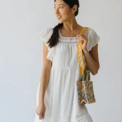 Piper & Scoot The Snyder Ruffle Detail Midi Dress In White