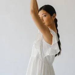 Piper & Scoot The Snyder Ruffle Detail Midi Dress In White