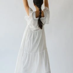 Piper & Scoot The Snyder Ruffle Detail Midi Dress In White