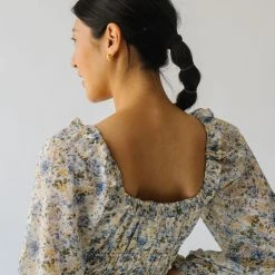 Piper & Scoot The Linder Floral Midi Dress In Blue + Yellow