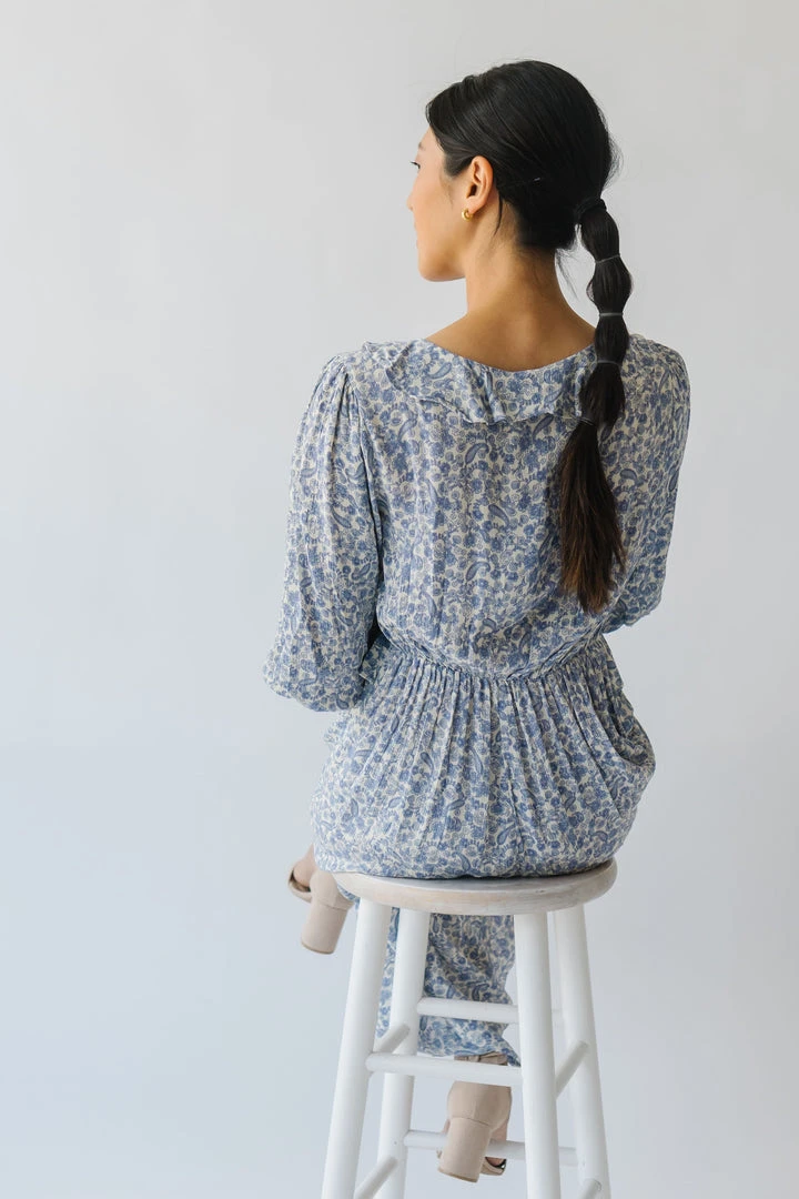 Piper & Scoot The Marilda Ruffle Midi Dress In Denim Dresses