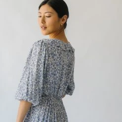 Piper & Scoot The Marilda Ruffle Midi Dress In Denim Dresses