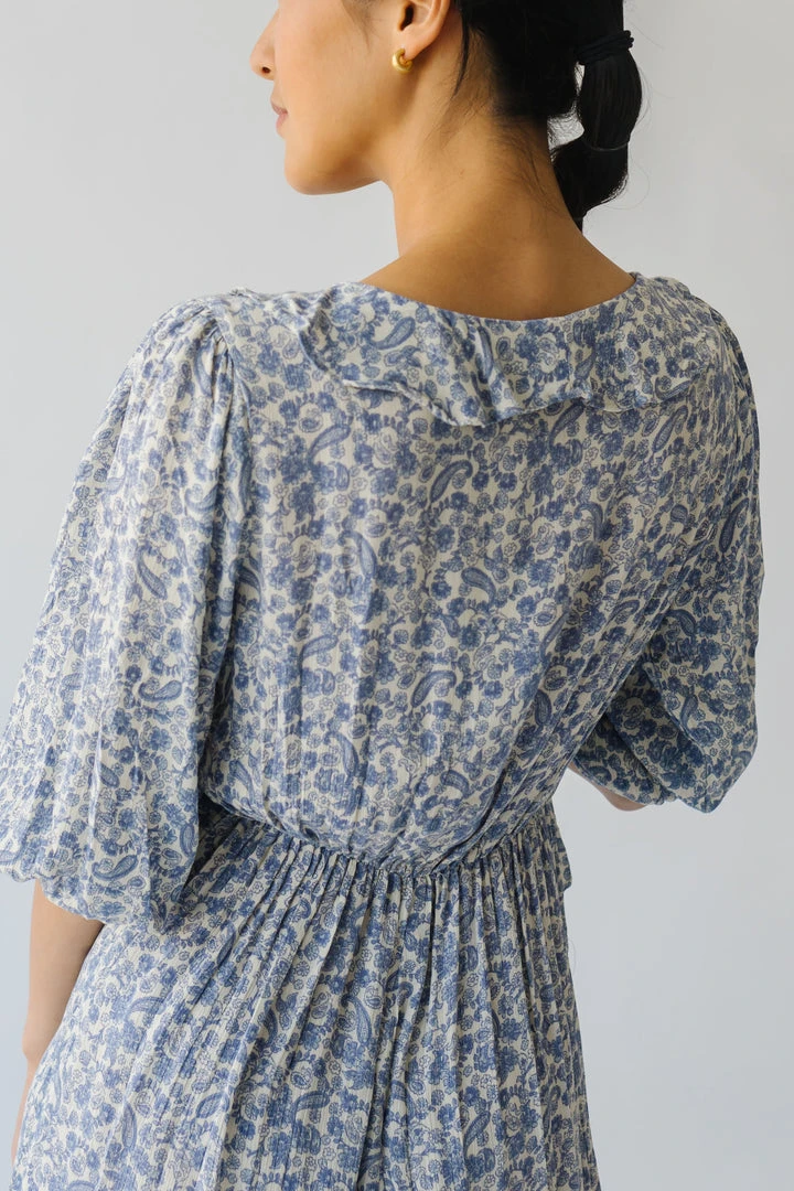 Piper & Scoot The Marilda Ruffle Midi Dress In Denim Dresses