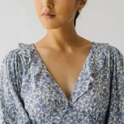 Piper & Scoot The Marilda Ruffle Midi Dress In Denim Dresses