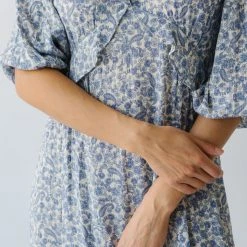 Piper & Scoot The Marilda Ruffle Midi Dress In Denim Dresses