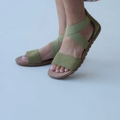 Piper & Scoot SOREL: Ella II Sandal In Olive Shade + Chalk
