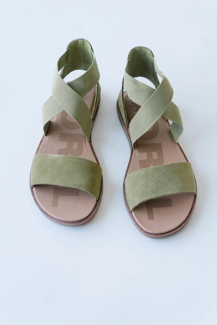 Piper & Scoot SOREL: Ella II Sandal In Olive Shade + Chalk