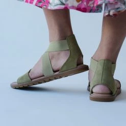 Piper & Scoot SOREL: Ella II Sandal In Olive Shade + Chalk
