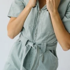 Piper & Scoot The Lindburg Corduroy Jumpsuit In Dusty Sage