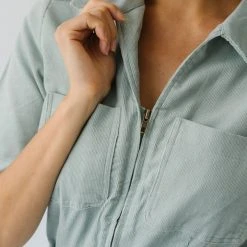 Piper & Scoot The Lindburg Corduroy Jumpsuit In Dusty Sage