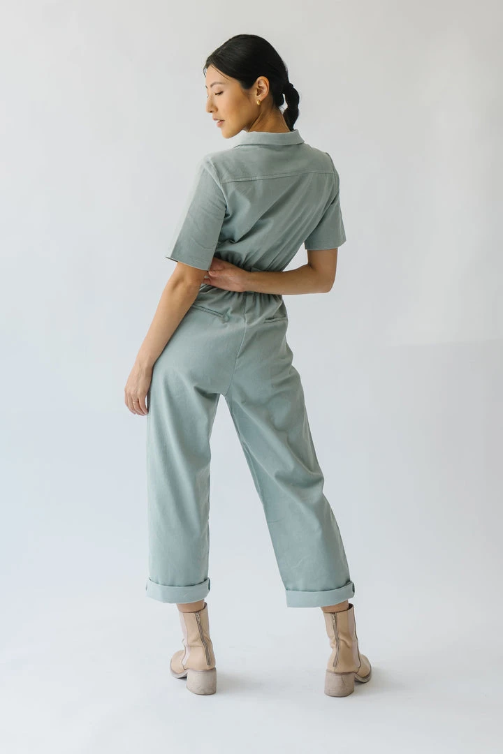 Piper & Scoot The Lindburg Corduroy Jumpsuit In Dusty Sage