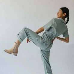 Piper & Scoot The Lindburg Corduroy Jumpsuit In Dusty Sage