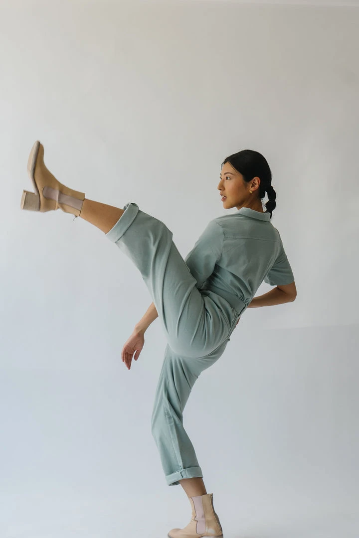 Piper & Scoot The Lindburg Corduroy Jumpsuit In Dusty Sage