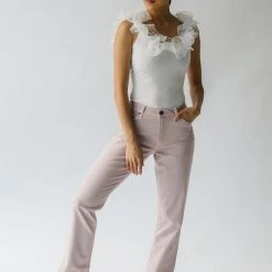 Piper & Scoot The Mcallister Straight Leg Jeans In Pale Mauve