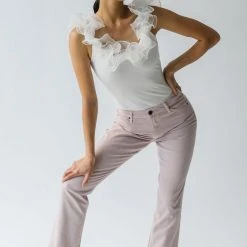 Piper & Scoot The Mcallister Straight Leg Jeans In Pale Mauve