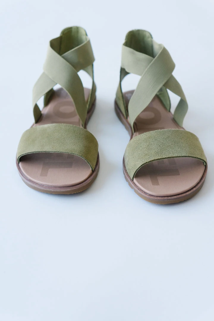 Piper & Scoot SOREL: Ella II Sandal In Olive Shade + Chalk