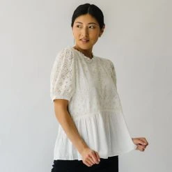 Piper & Scoot Tops The Aliza Lace Blouse In Ivory